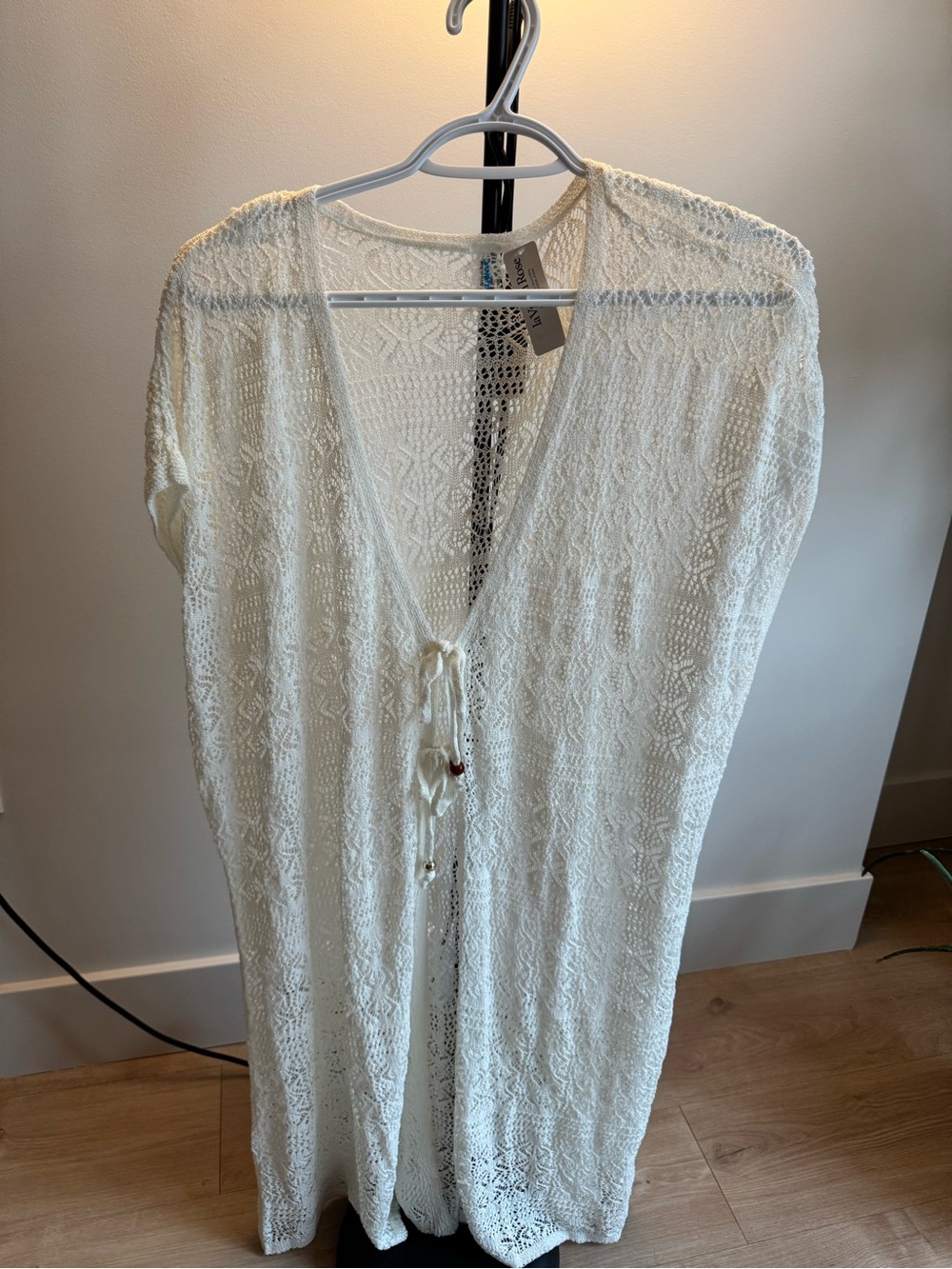 La Vie En Rose White Crochet Swim Coverup